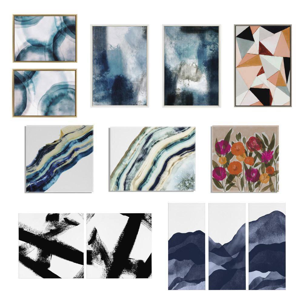 Sylvie Blue Mountain Range Abstract Canvas Art Set