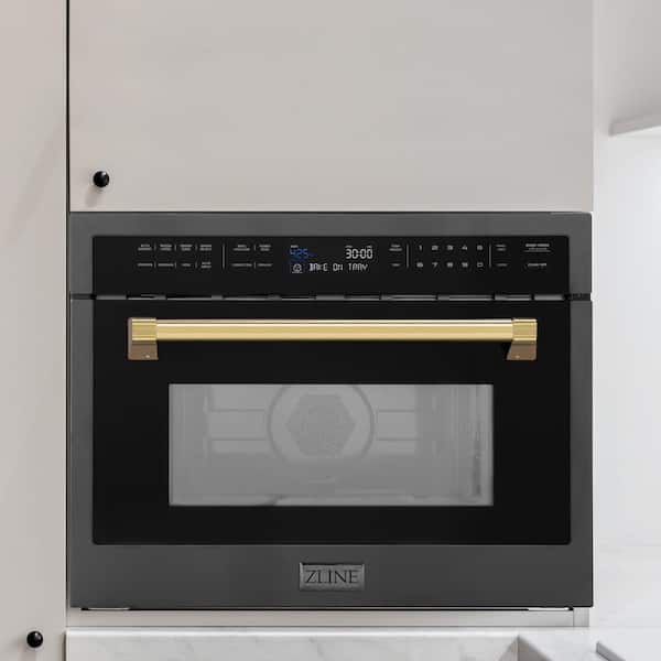Autograph Edition 24 in. 1000-Watt Built-In Microwave Oven in Black Stainless Steel & Champagne Bronze Handle