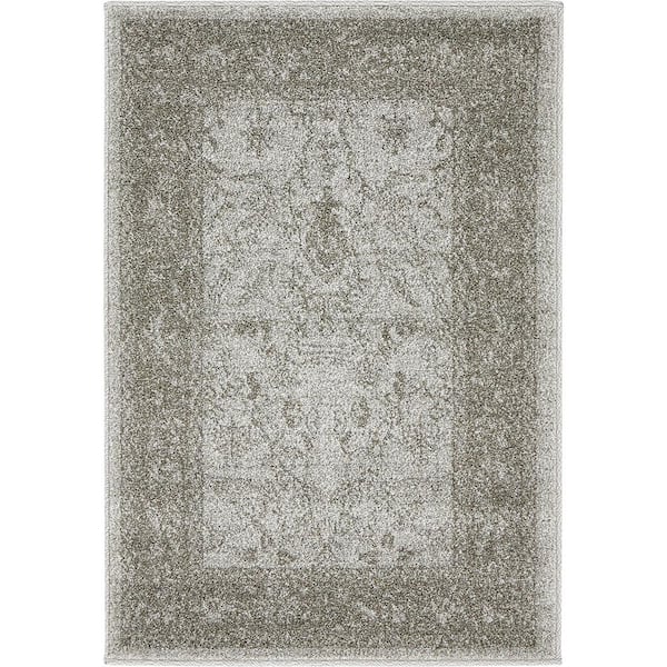 Unique Loom La Jolla Floral Light Gray 2' 2 x 3' 0 Area Rug
