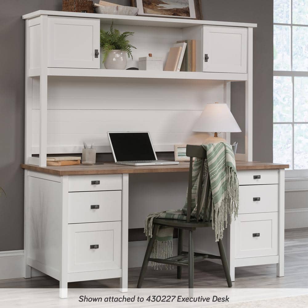 Cottage Road 66" White Bead Board Desk Hutch