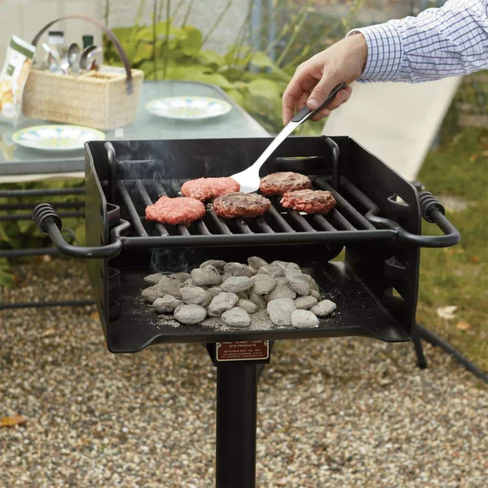 Pilot Rock Black Heavy Duty Steel Park Style Charcoal Grill
