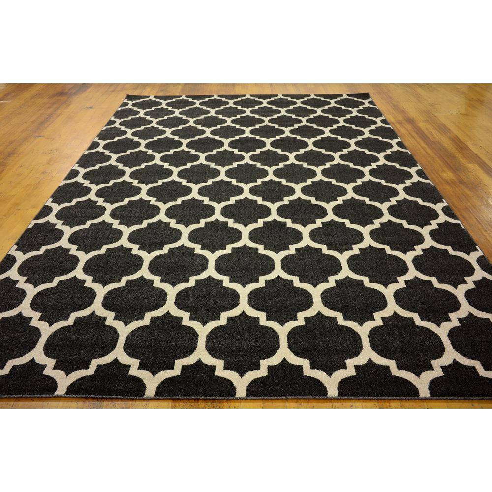 Black and Beige Trellis 9' x 12' Synthetic Area Rug
