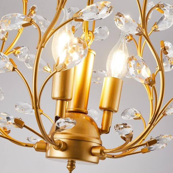Genoci 3-Light Gold Classic Empire Dimmable Chandelier for Bedroom