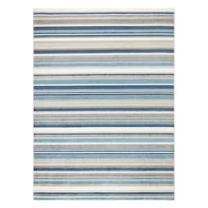 Rio Multicolor/Blue 3 ft. x 5 ft. Stripe Indoor/Outdoor Patio Area Rug