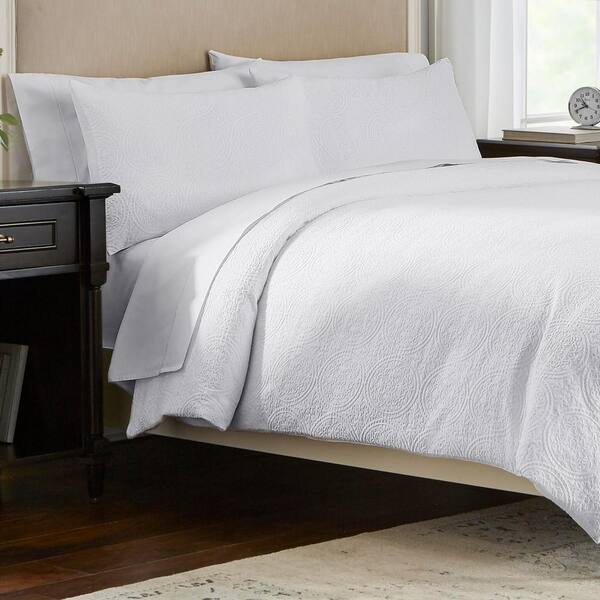 Home Decorators Collection Marlene 3, White Textured Duvet Cover Twin