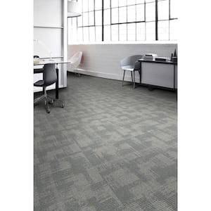 Second Nature - Lava - Gray Commercial 24 x 24 in. Glue-Down Carpet Tile Square (96 sq. ft.)
