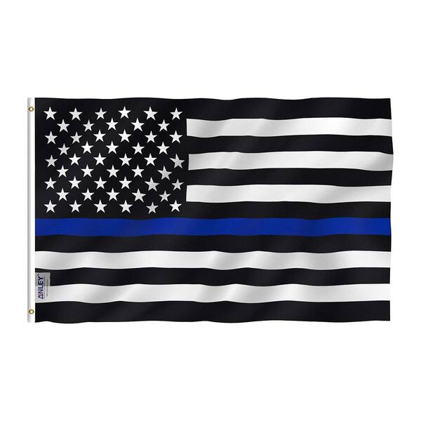 Misopily 3 ft. x 5 ft. Thin Blue Line USA Flag with Double Stitched, Durable Polyester, Vivid Colors and Brass Grommets