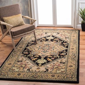 Heritage Black/Gold 6 ft. x 6 ft. Border Floral Medallion Square Area Rug