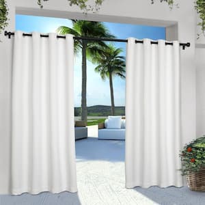 Cabana Winter White Solid Light Filtering Grommet Top Indoor/Outdoor Curtain, 54 in. W x 108 in. L (Set of 2)