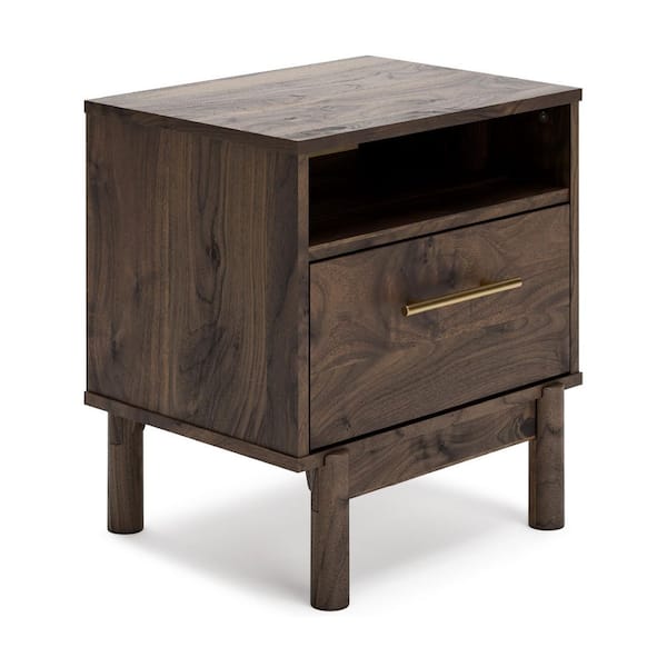 Signature DESIGN BY ASHLEY Calverson Brown 1 Drawer 19.69 in. W Nightstands
