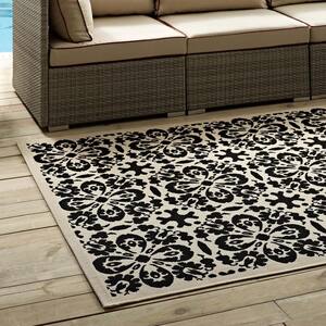 Ariana in Black and Beige 8 ft. x 10 ft.Vintage Floral Trellis Indoor and Outdoor Area Rug