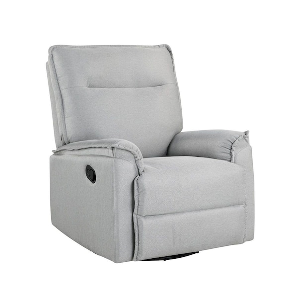 Boyel Living Grey Linen 360° Swivel Recliner Manual Recliner Chair