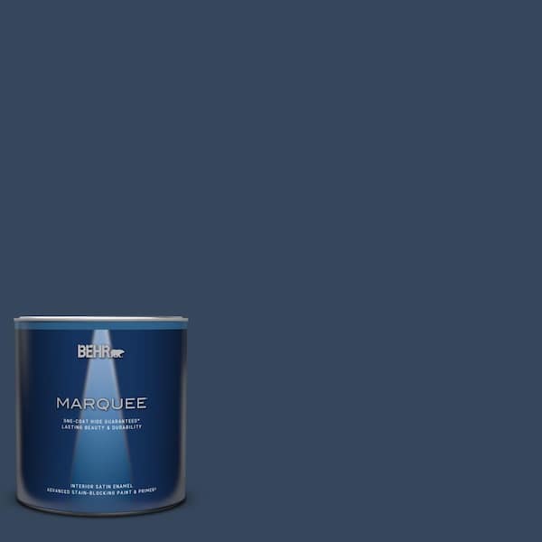 BEHR MARQUEE 1 qt. #MQ5-54 Compass Blue One-Coat Hide Satin Enamel Interior Paint & Primer