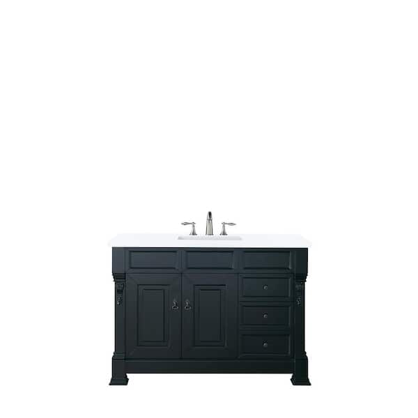 James Martin Vanities Brookfield 48 in. W x 23.5 in.D x 34.3 in. H Single Vanity in Antique Black with Quartz Top in Classic White