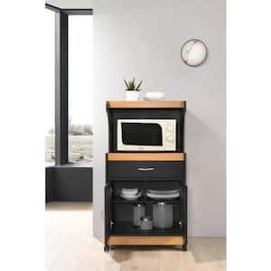 Black-Beech Microwave Cart with Storage