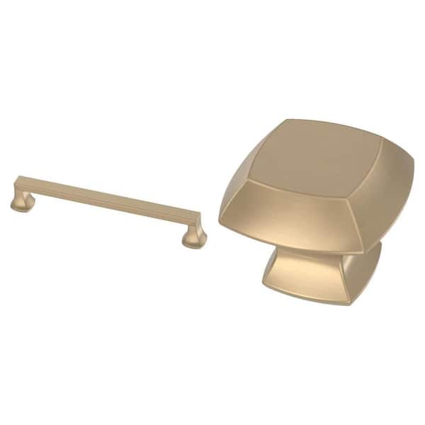 Mandara Champagne Bronze Bar Pull 6-5/16 in. (160 mm) and Square Knob 1-1/4 in. (32 mm) Combo