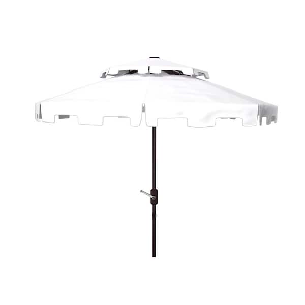 SAFAVIEH Zimmerman 9 ft. Aluminum Market Tilt Patio Umbrella in White