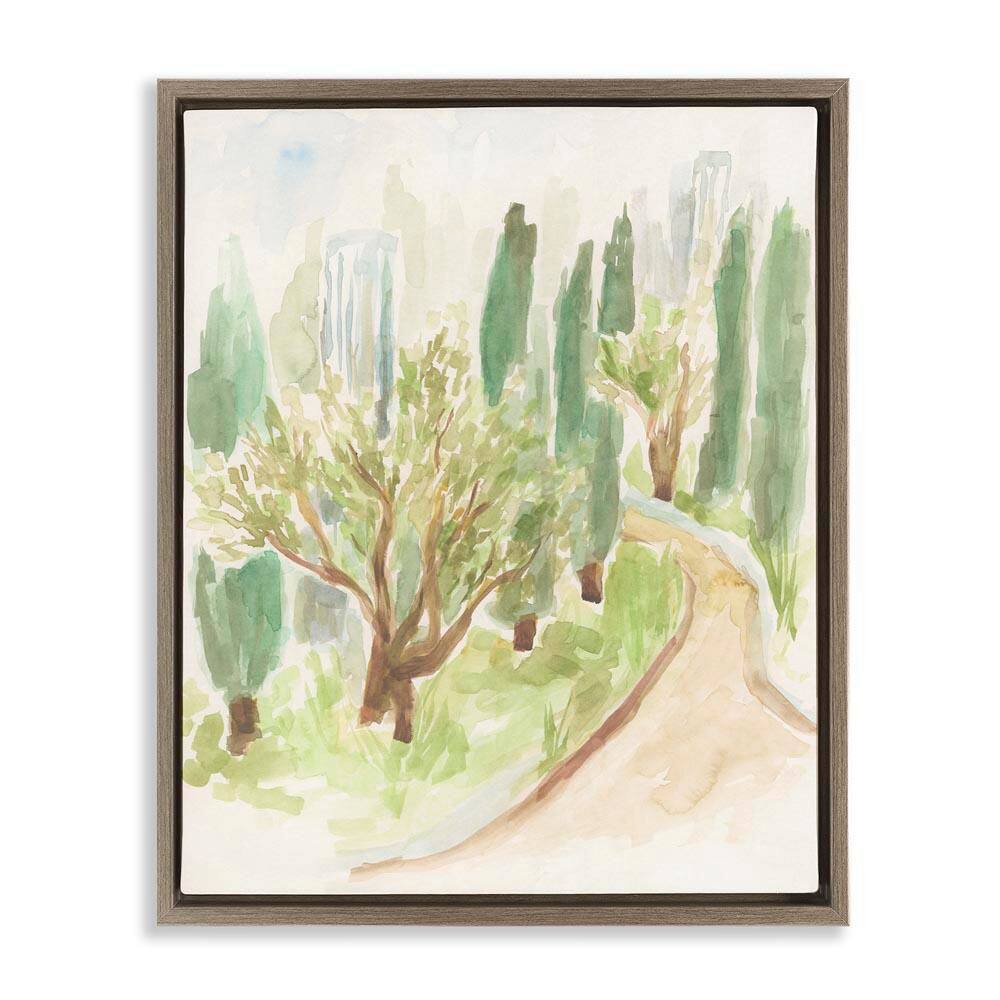 Abstract Road with Trees by June Erica Vess Brown Floater Frame Nature Graphic Art Print 21 in. x 17 in.