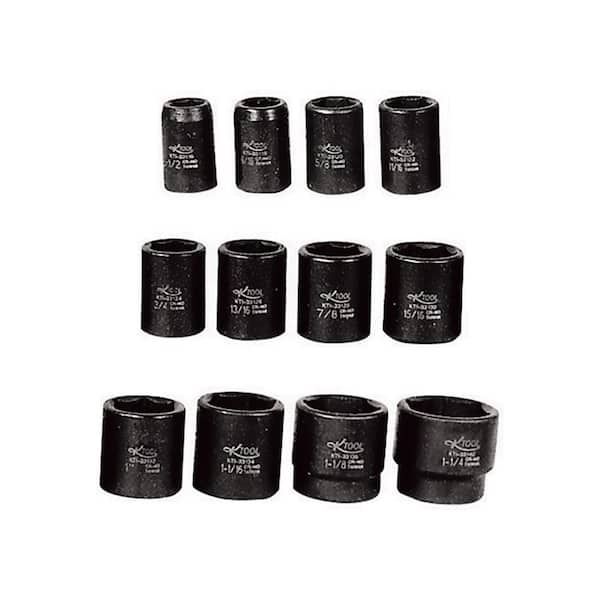 K Tool International 1/2 in. SAE Drive Socket Set Impact (12-Piece)