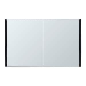 31.5 in. W x 5.6 in. D x 21.1 in. H  Black Wall Mount Bathroom Storage Cabinet with Double Door Mirror and 3-Shelves