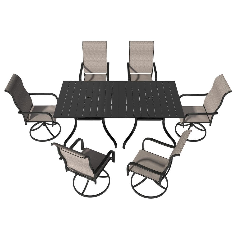 Mondawe 8-Piece Steel Textiliene Swivel Chair Square Table Mondawe 8-Piece Steel Textiliene Swivel Chair Square Table