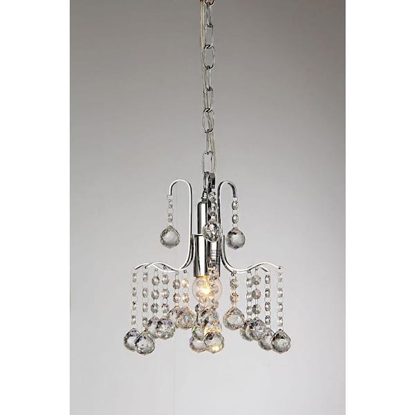 Warehouse of Tiffany Addie 8 in. Chrome Indoor Crystal Chandelier with Shade