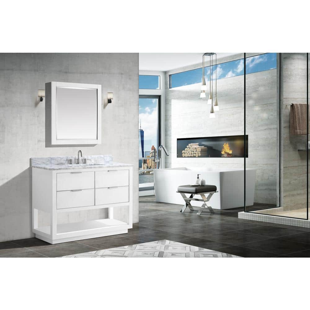 Matte Gold 32" x 28" Rectangular Wood Bathroom Vanity Mirror