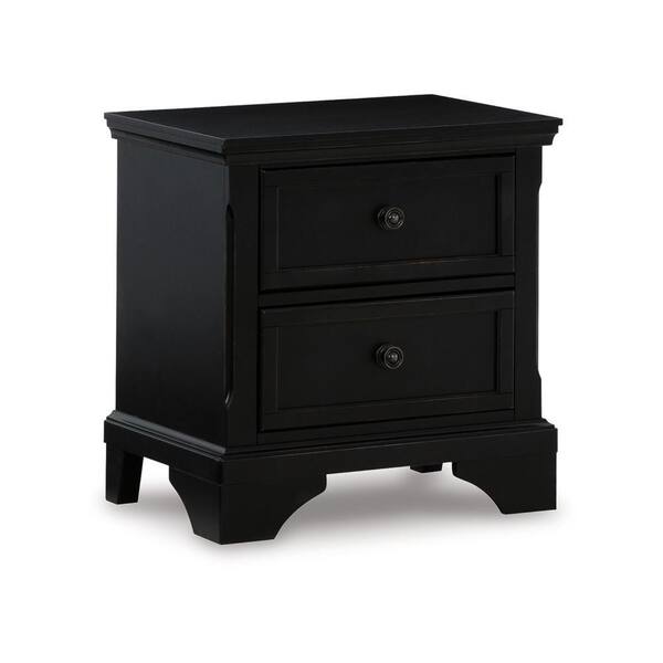 Benjara 26 in. Black 6-Drawers Wooden Nightstand