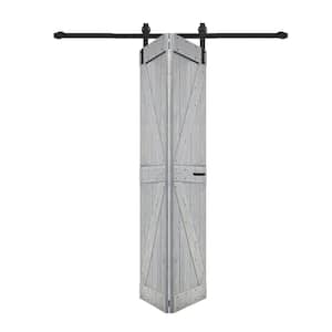 K Style 48 in. x 84 in. French Gray Solid Wood Bi-Fold Barn Door with Hardware Kit -Assembly Needed