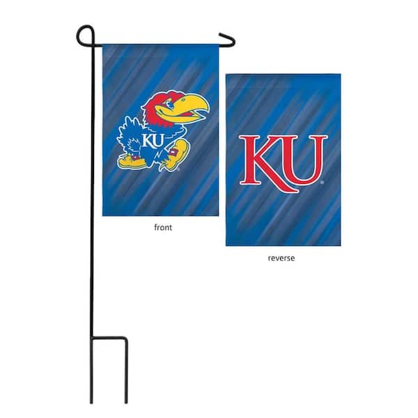 1 ft. x 1-1/2 ft. University of Kansas 2-Sided Garden Flag with 3-2/3 ft. Metal Flagpole