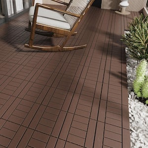 12 in. x 12 in. Brown Outdoor Modular Interlocking Deck Tile Floor Tile, DIY, 44-Pieces