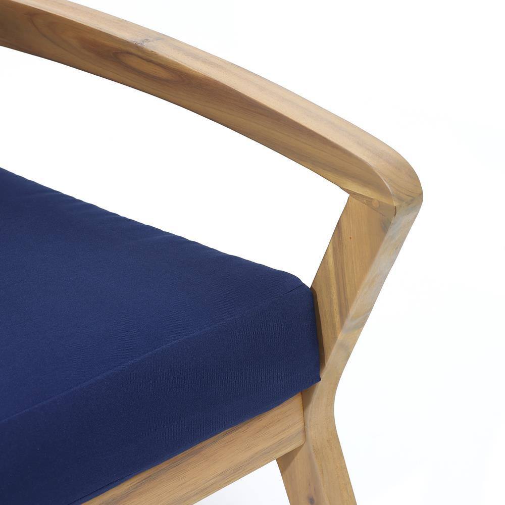 Acacia Wood Outdoor Conversation Set with Blue Cushions