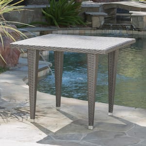 Dominica Grey Faux Rattan Outdoor Dining Table