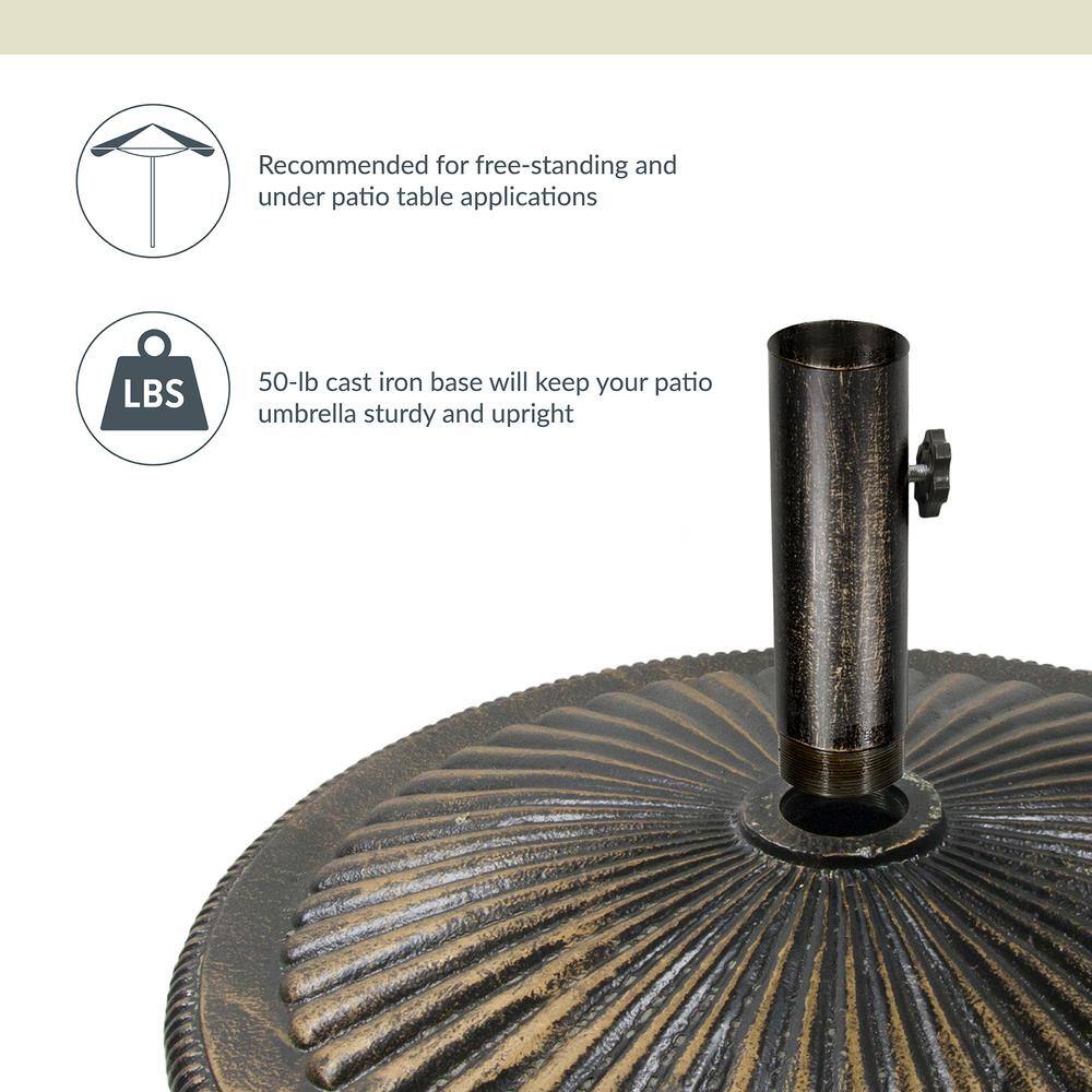 Bronze 50-lb Cast Iron Umbrella Base with Adjustable Stem