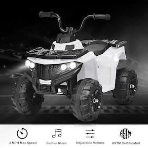 ATV Kids Ride-On ATV 4-Wheeler Quad MP3 and LED Headlight in White