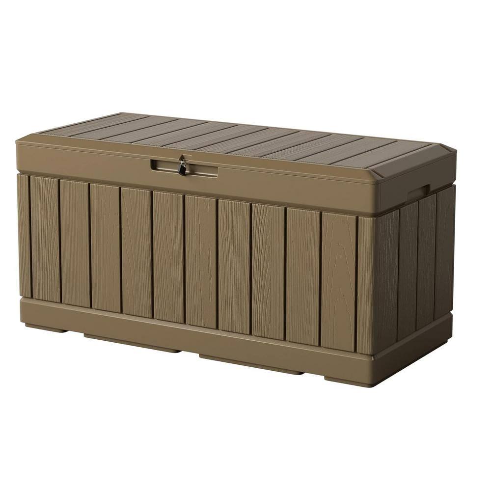 82 Gal. Large Dark Brown Resin Deck Box Weatherproof and UV Resistant, Lock