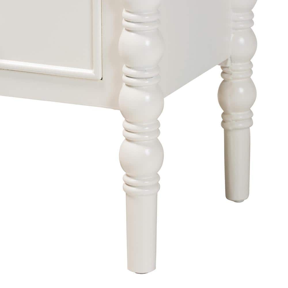Malinda 18.9 in. White Rectangle Wood End Table with 3-Drawers - thumbnail 8