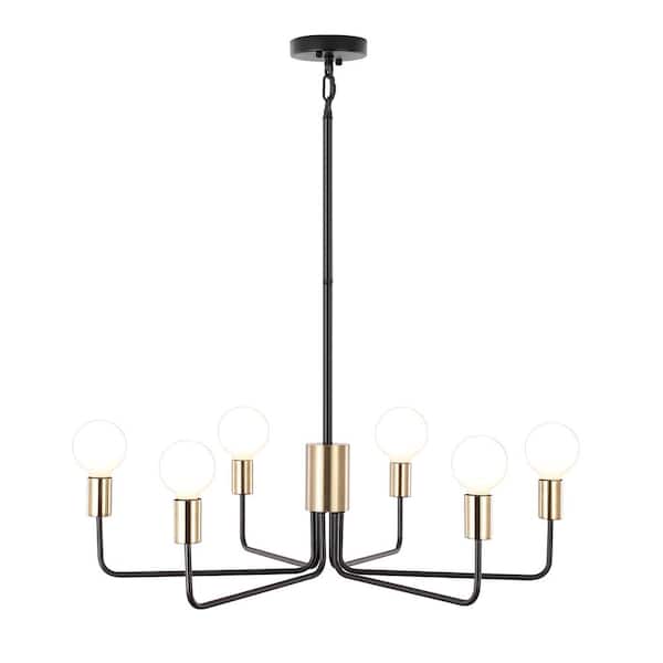 ZJVAIVE 6-Light Matte Black/Golden Classic Farmhouse Ship Anchor Style Chandelier for Living Room Bedroom with No Bulbs Included