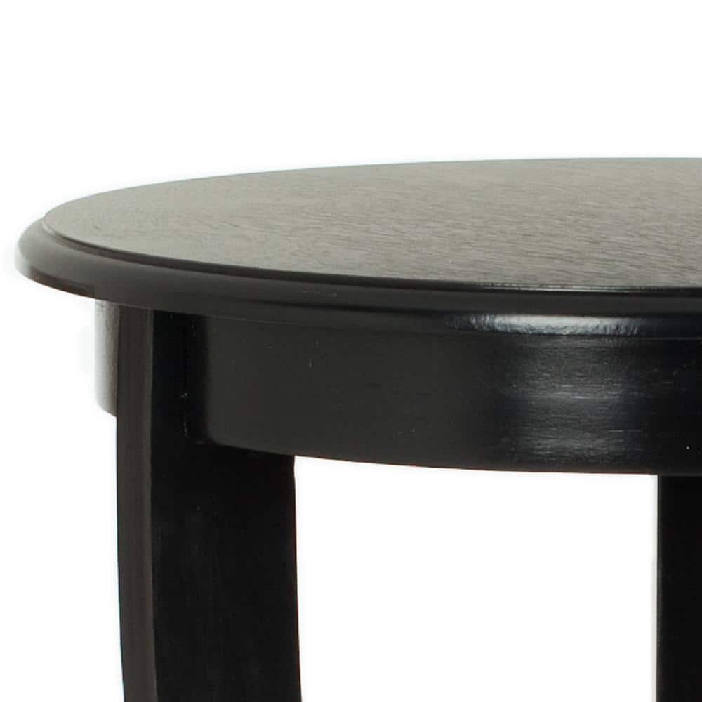 Gray Wood and Stone Round Pedestal Side Table