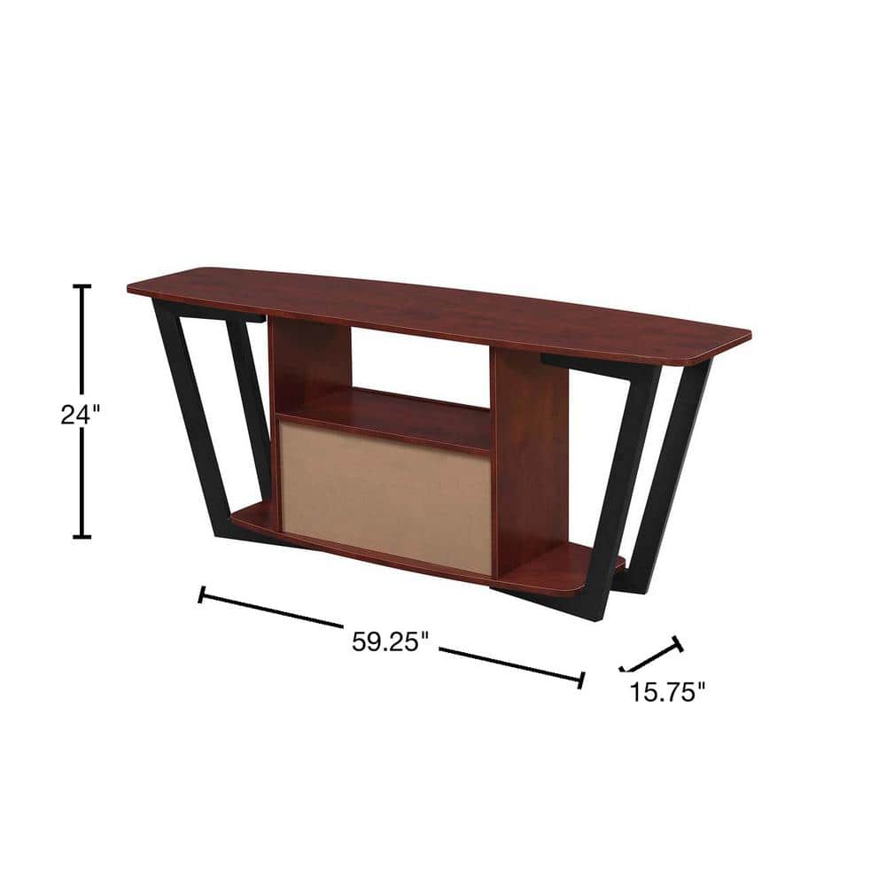 Cherry and Black 58" TV Stand with Cabinet