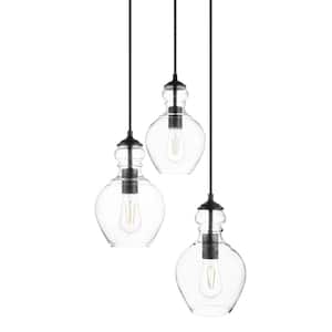Bakerston 3-Light Matte Black Hanging Pendant with Clear Glass Shades