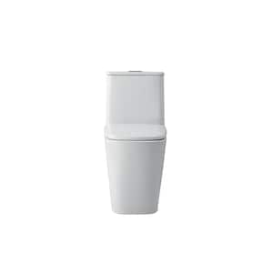 Simply Living One-Piece 1.2 GPF Dual Flush Siphon Jet Elongated Toilet in White (14 in W x 31 in H)