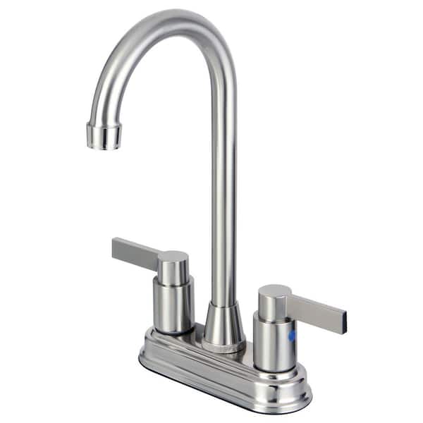 Kingston Brass NuvoFusion Two Handle Bar Faucet in Brushed Nickel