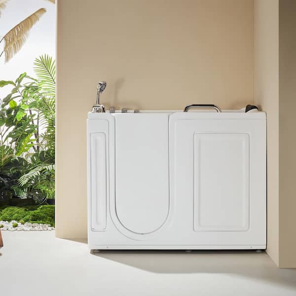 52.5 in. x 26.5 in. Left Drain Quick Fill Walk-In Whirlpool Jetted Bathtub Bathtub in White/Chrome