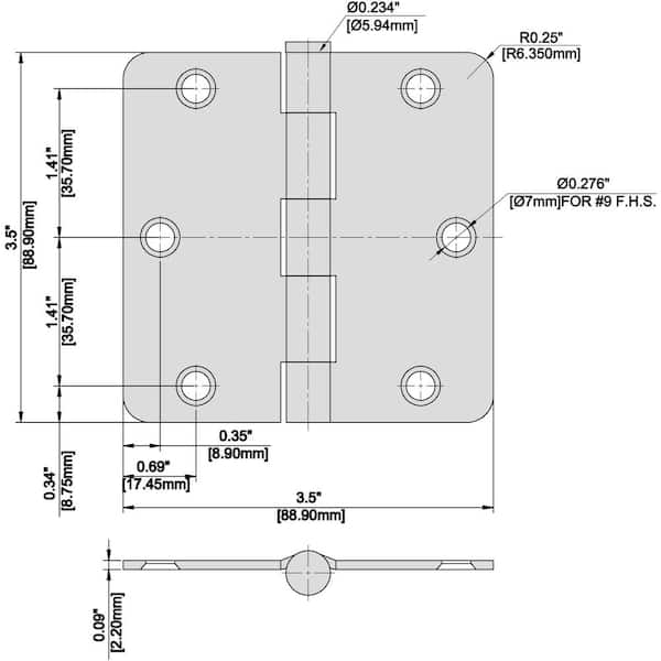 Everbilt 3 1 2 In X 1 4 In Radius Satin Nickel Door Hinge 14985 The Home Depot