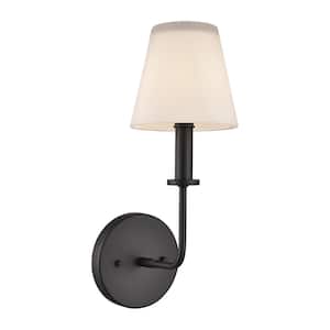 Holly 5.25 in. W 1-Light Matte Black Vanity Light with Glass Shade