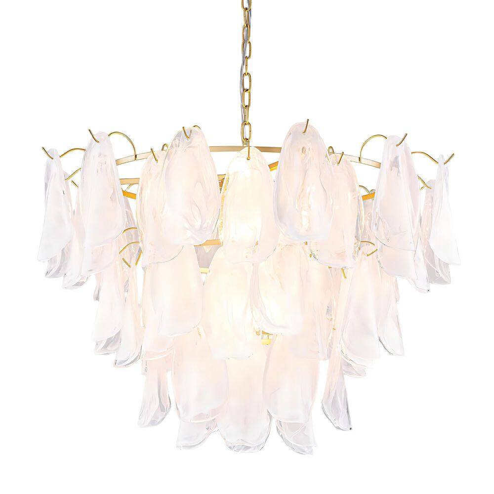 Juliana 8-Light 31-in Modern Gold Cloud Glass Leaf Chandelier with White Petal Shades price history on PriceWatchPro