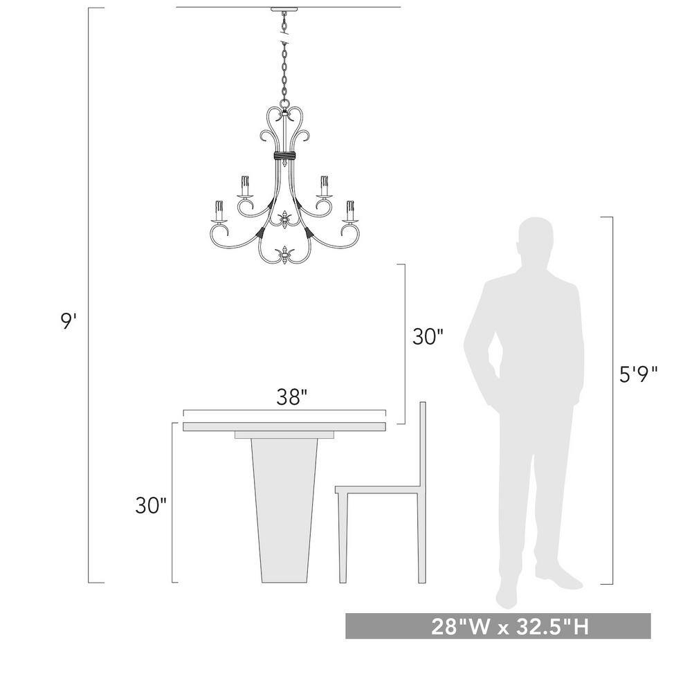 Black Transitional 9-Light Candelabra Chandelier