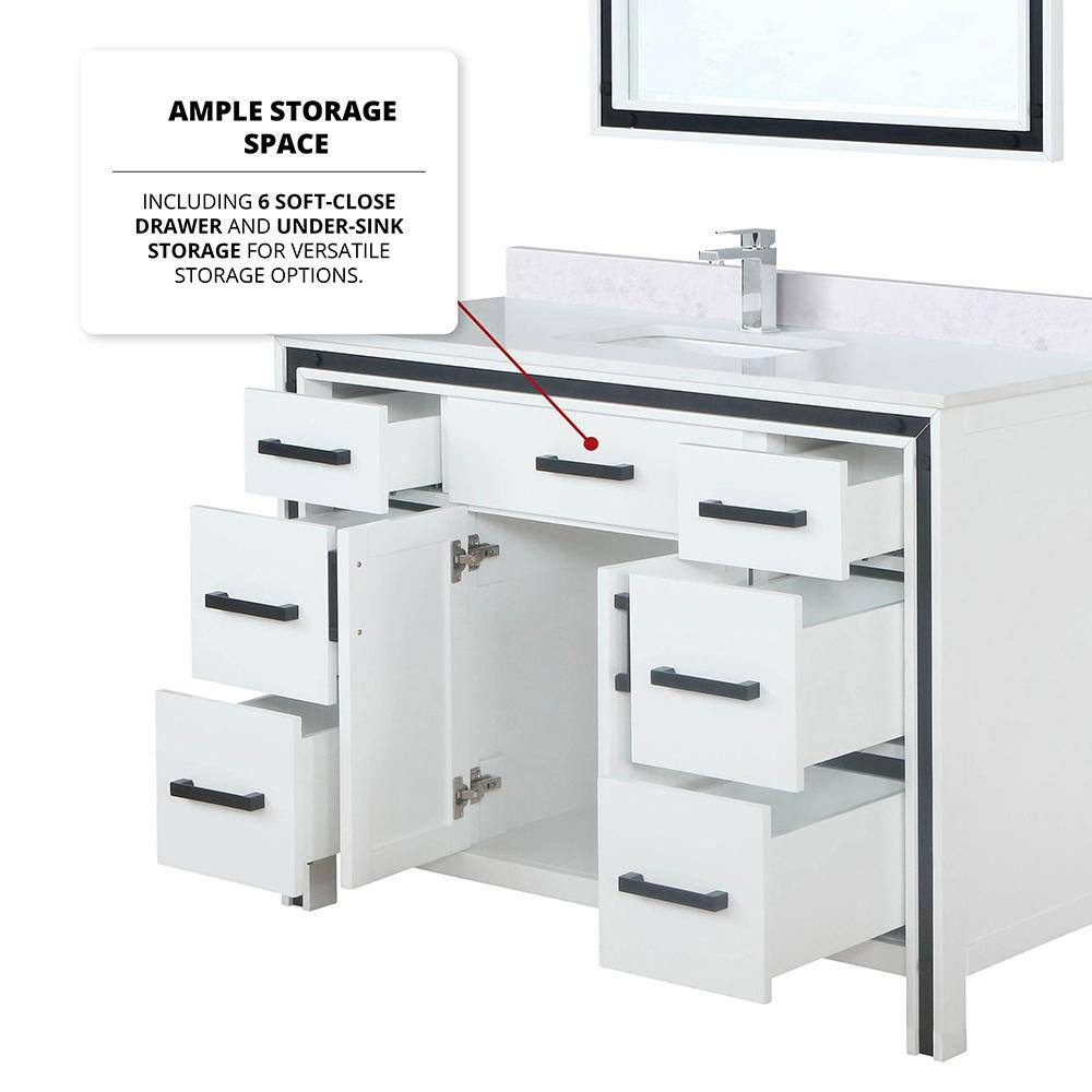 Ziva 48" White Cultured Marble Top Vanity with Mirror