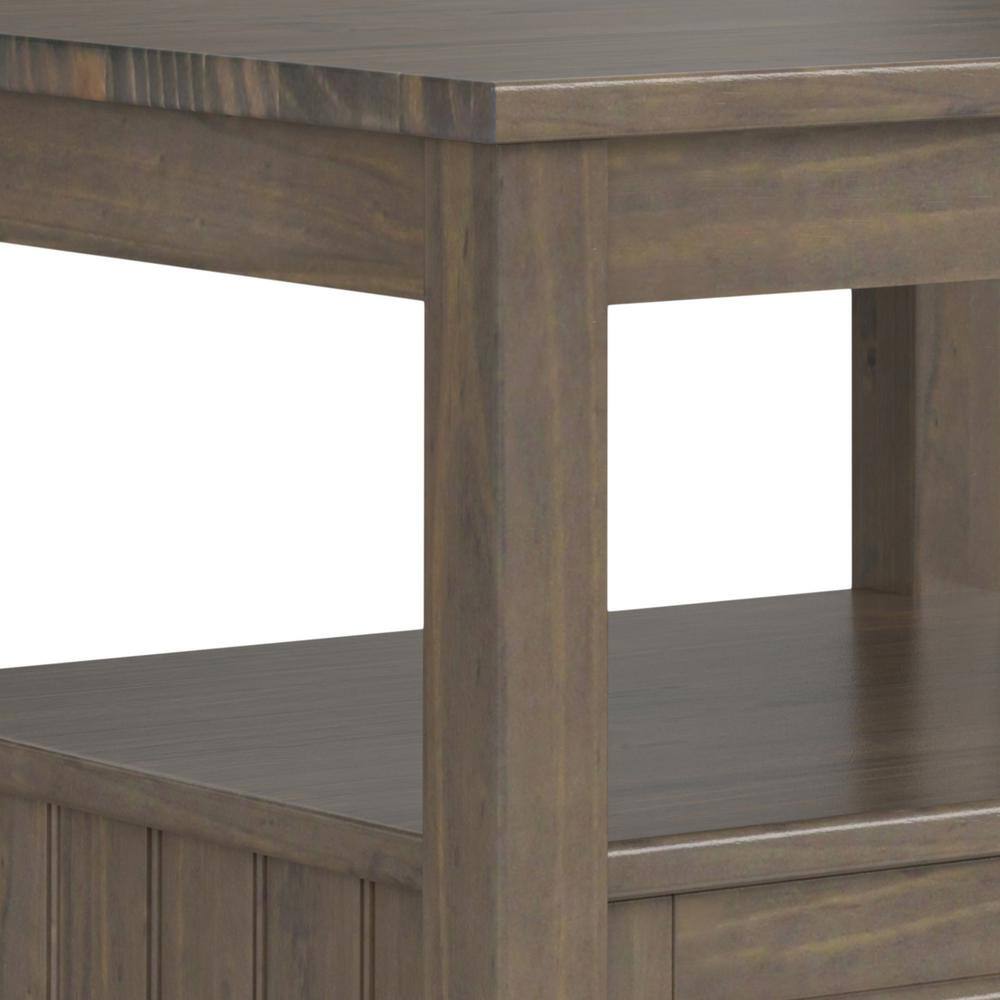 Smoky Brown Solid Wood Rectangular End Table with Drawer